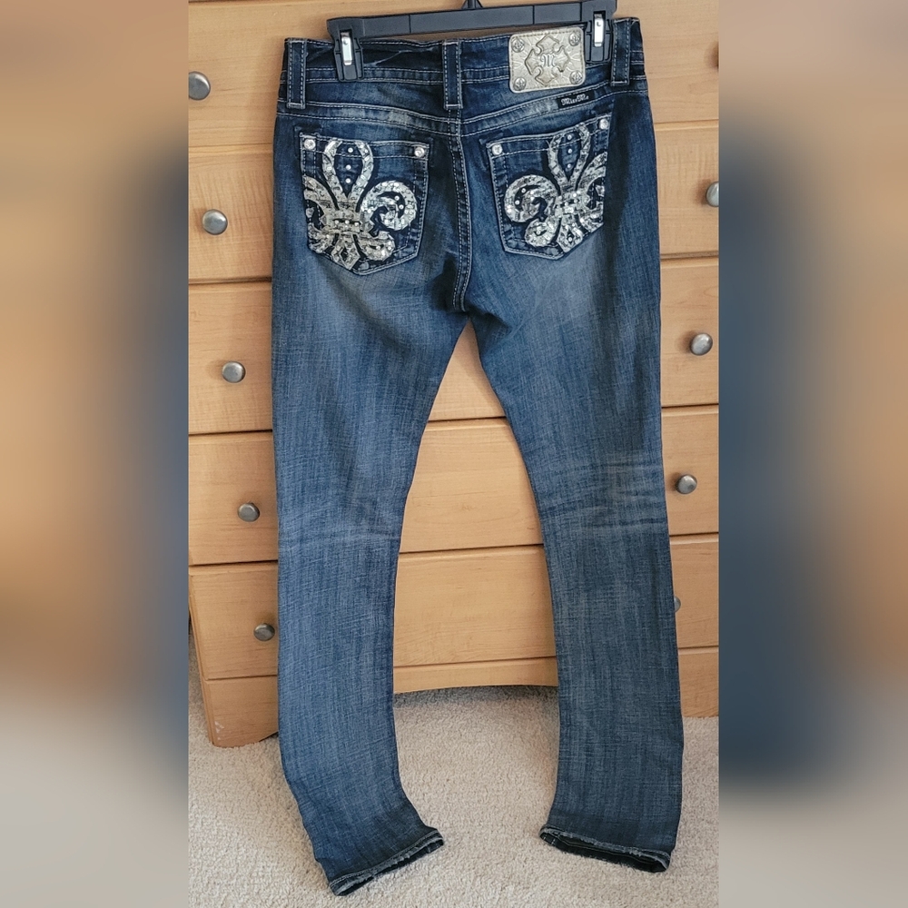 Women's Blue Jeans with Embellished Pockets